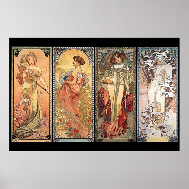 Póster Alphonse Mucha Cuatro Estaciones (Frente)