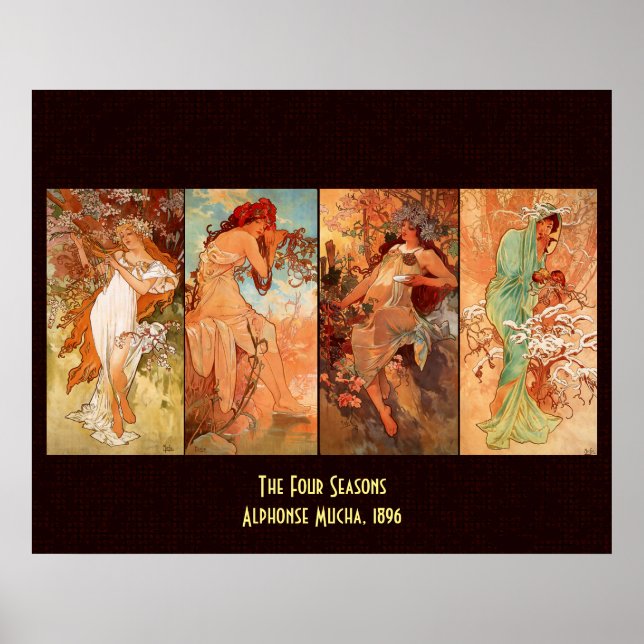Póster Alphonse Mucha, Cuatro Estaciones (Frente)
