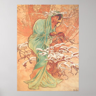 Póster Alphonse Mucha - El invierno - Las estaciones