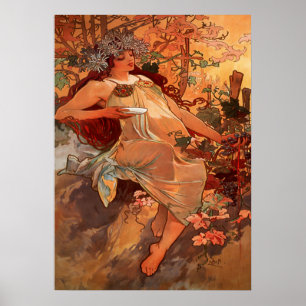 Póster Alphonse Mucha - El otoño - Las estaciones