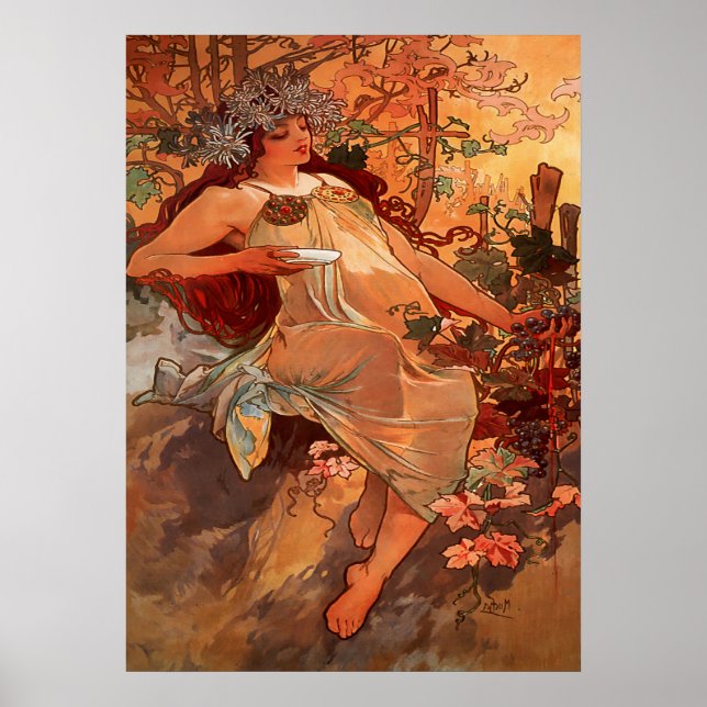 Póster Alphonse Mucha - El otoño - Las estaciones (Frente)