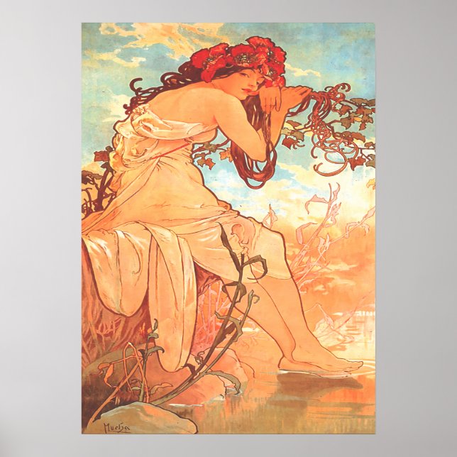Póster Alphonse Mucha - El verano - Las estaciones (Frente)