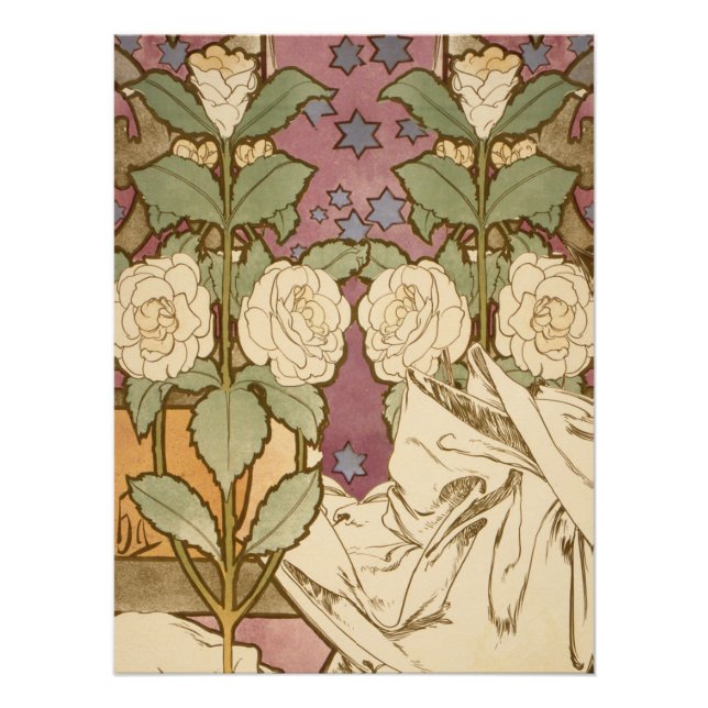 Póster Alphonse Mucha Elegant Art Nouveau Stars Camellia  (Anverso)