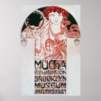 Póster Alphonse Mucha. Exposición Mucha, 1921