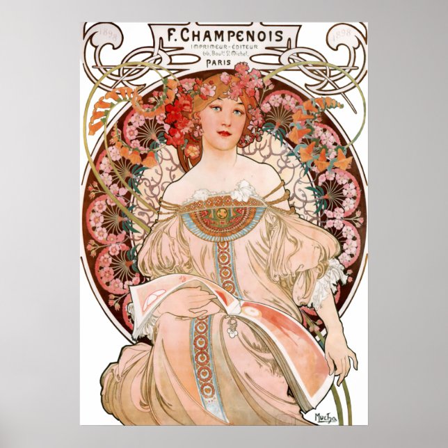 Póster Alphonse Mucha - F. Champenois Imprimeur (Frente)