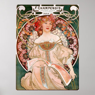 Póster Alphonse Mucha - F. Champenois Imprimeur-Editeu