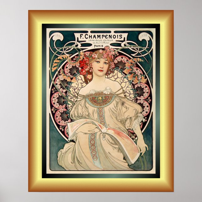 Póster Alphonse Mucha ~ F Champenois Imprimeur Editeur ~  (Frente)