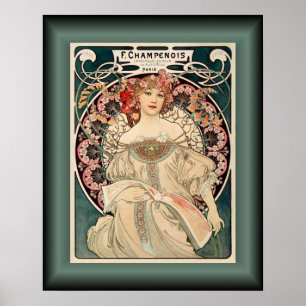 Póster Alphonse Mucha ~ F Champenois Imprimeur Editeur ~ 