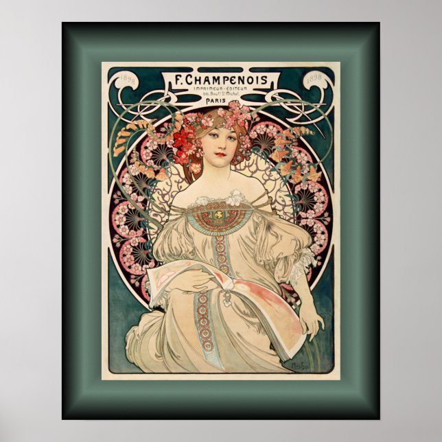 Póster Alphonse Mucha ~ F Champenois Imprimeur Editeur ~  (Frente)