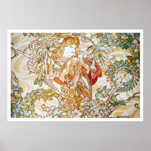 Póster Alphonse Mucha. Femme A La Marguerite 1900