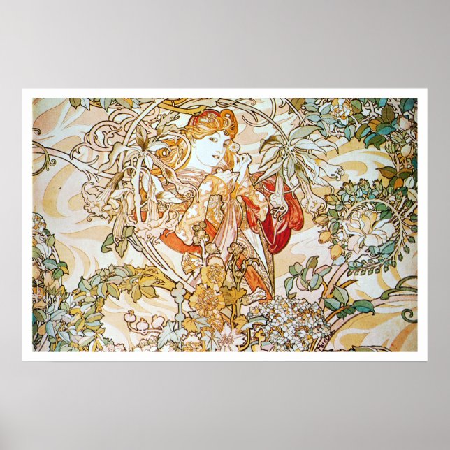 Póster Alphonse Mucha. Femme A La Marguerite 1900 (Frente)