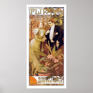 Póster Alphonse Mucha. Flirt Biscuits Lefevre Utile
