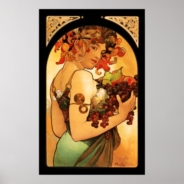 Póster Alphonse Mucha Fruit Poster (Frente)