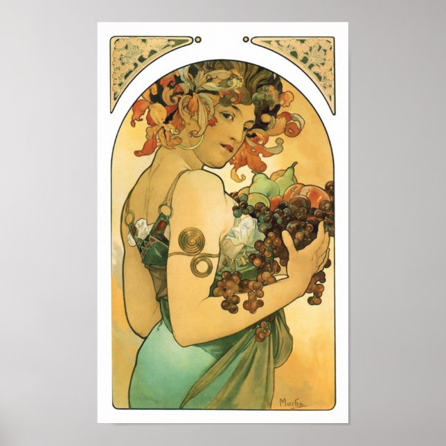 Póster Alphonse Mucha ~ Fruta (1897) Poster (Frente)