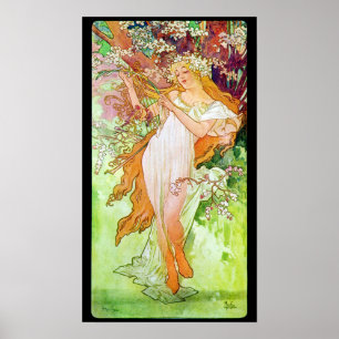 Póster Alphonse Mucha Girl In Garden