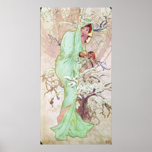 Póster Alphonse Mucha Hiver/Invierno, 1896