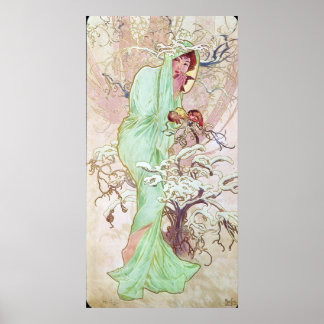 Póster Alphonse Mucha Hiver/Invierno, 1896
