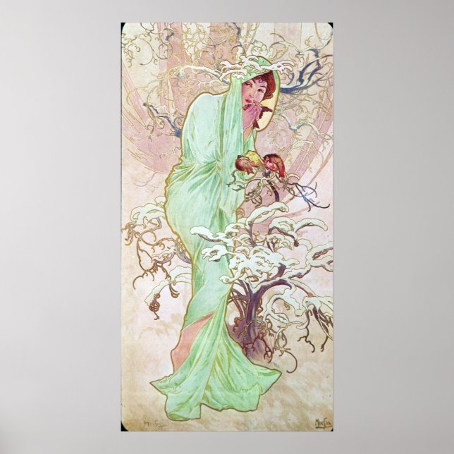 Póster Alphonse Mucha Hiver/Invierno, 1896 (Frente)