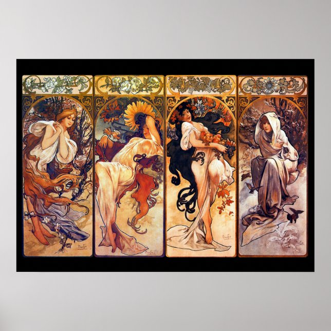 Póster Alphonse Mucha Impresionante Tableau Art Nouveau # (Frente)