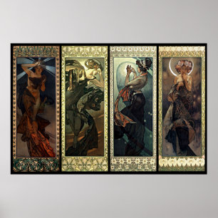 Póster Alphonse Mucha La Luna Y Las Estrellas