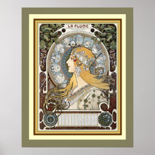 Póster Alphonse Mucha "La Plume" Poster 16 x 20