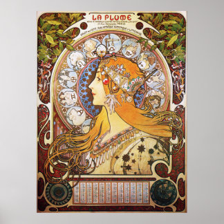 Póster Alphonse Mucha. La Plume/Zodiac, 1896.