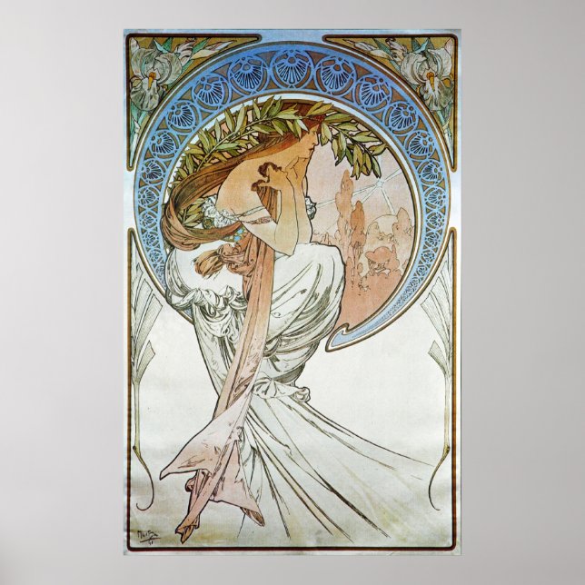 Póster Alphonse Mucha. La poesía/poesía, 1898 (Frente)