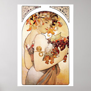 Póster Alphonse Mucha Lady con Fruta