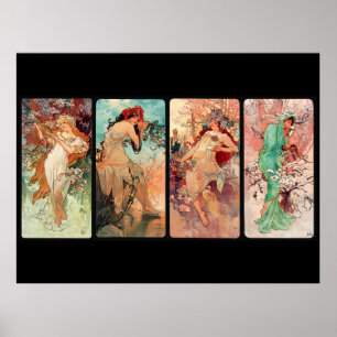 Póster Alphonse Mucha, Las Cuatro Estaciones (1896) 