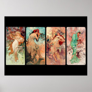 Póster Alphonse Mucha, Las Cuatro Estaciones (1896) 
