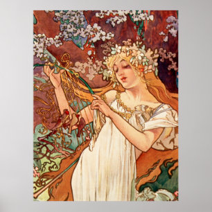 Póster Alphonse Mucha, Las Estaciones (1896) Primavera