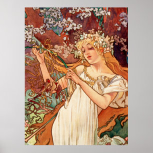 Póster Alphonse Mucha, Las Estaciones (1896) Primavera