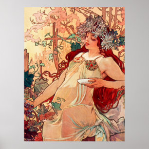 Póster Alphonse Mucha, Las Estaciones, Otoño (1896) 
