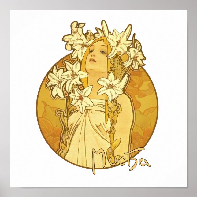 Póster Alphonse Mucha - Las flores (Frente)