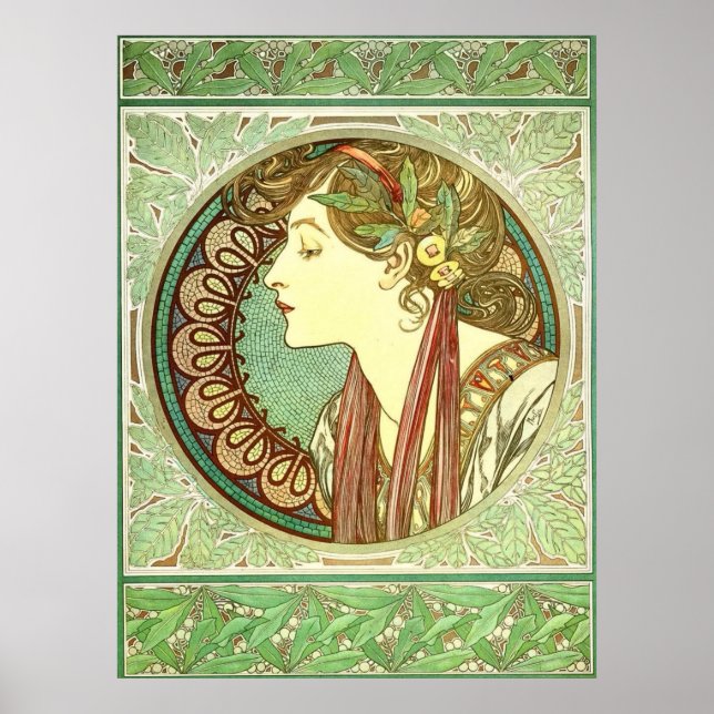 Póster Alphonse Mucha Laurel Vintage Nouveau GalleryHD (Frente)