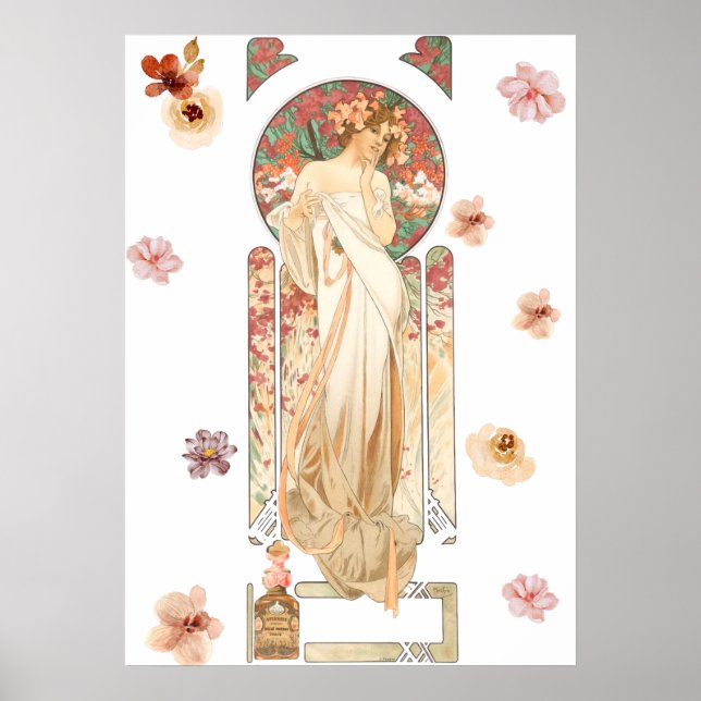 Póster Alphonse Mucha - Litografía de la esencia de Sylva (Frente)