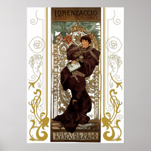 Póster Alphonse Mucha - Lorenzaccio - Art Nouveau