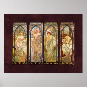 Póster Alphonse Mucha, Los Momentos del Día