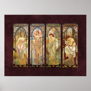 Póster Alphonse Mucha, los tiempos del día