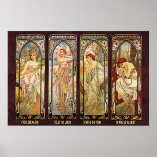 Póster Alphonse Mucha, los tiempos del día