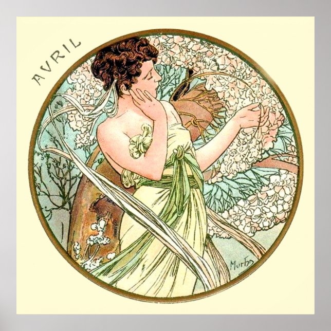 Póster Alphonse Mucha Mes De Abril (Frente)