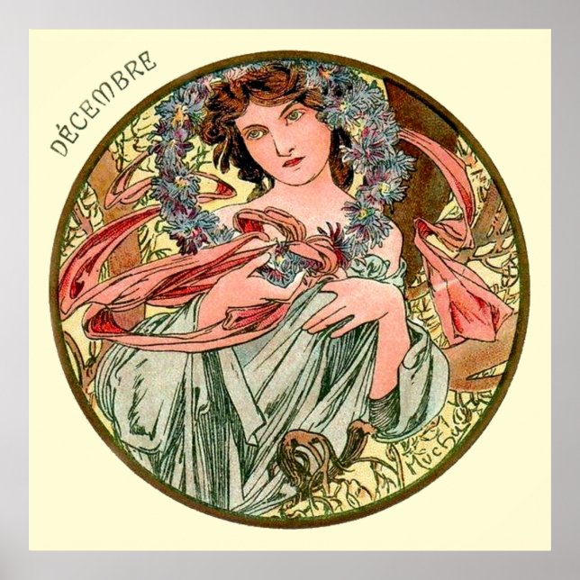 Póster Alphonse Mucha Mes De Diciembre (Frente)