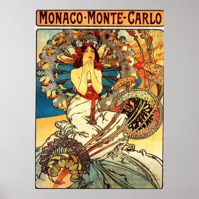 Póster Alphonse Mucha - Monaco Monte Carlo (Frente)