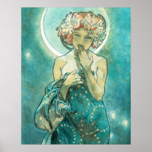 Póster Alphonse Mucha Moonlight Clair De Lune Art Nouveau