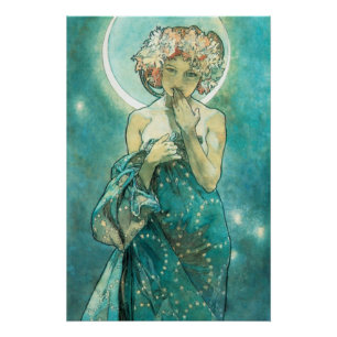 Póster Alphonse Mucha Moonlight Clair De Lune Art Nouveau