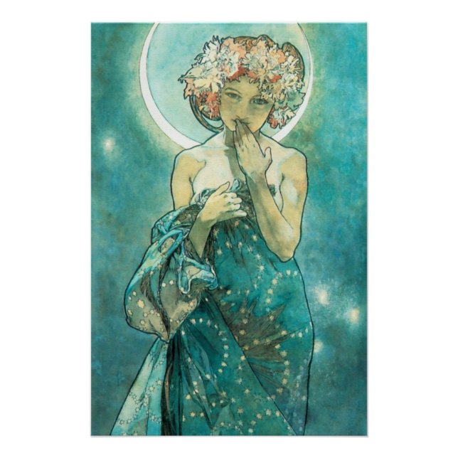 Póster Alphonse Mucha Moonlight Clair De Lune Art Nouveau (Anverso)