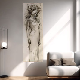 Póster Alphonse Mucha Mujer Lápiz Esbozo Art Nouveau