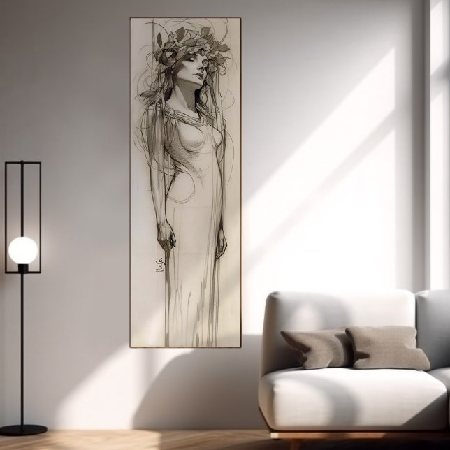Póster Alphonse Mucha Mujer Lápiz Esbozo Art Nouveau (Subido por el creador)