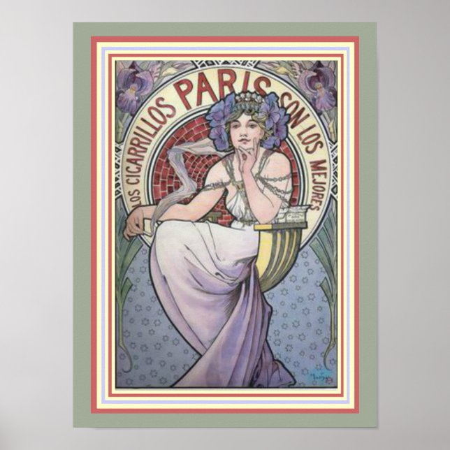 Póster Alphonse Mucha París Cicarrillos Poster 12 x 16 (Frente)