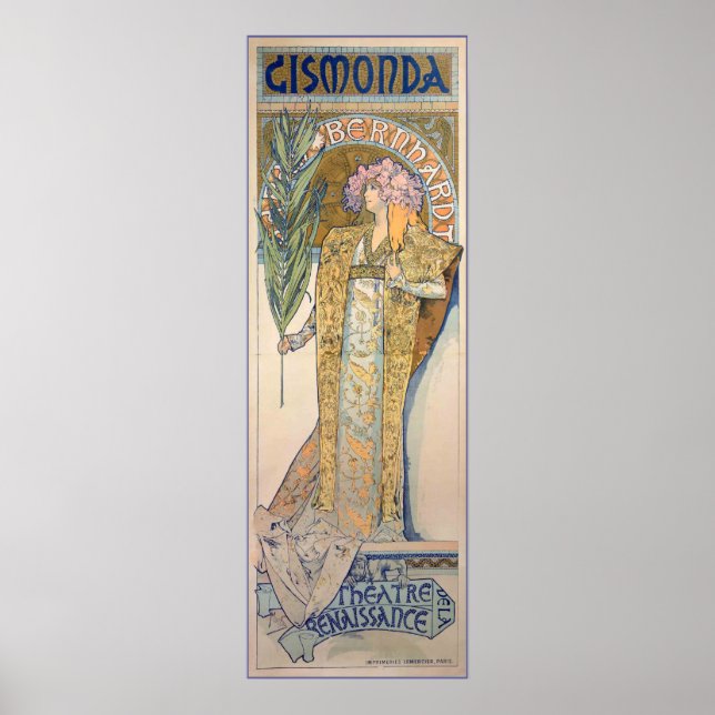 Póster Alphonse Mucha - pintura de Sarah Bernhard (Frente)